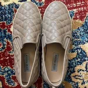 Lightly Worn Tan Steve Madden Slip Ons